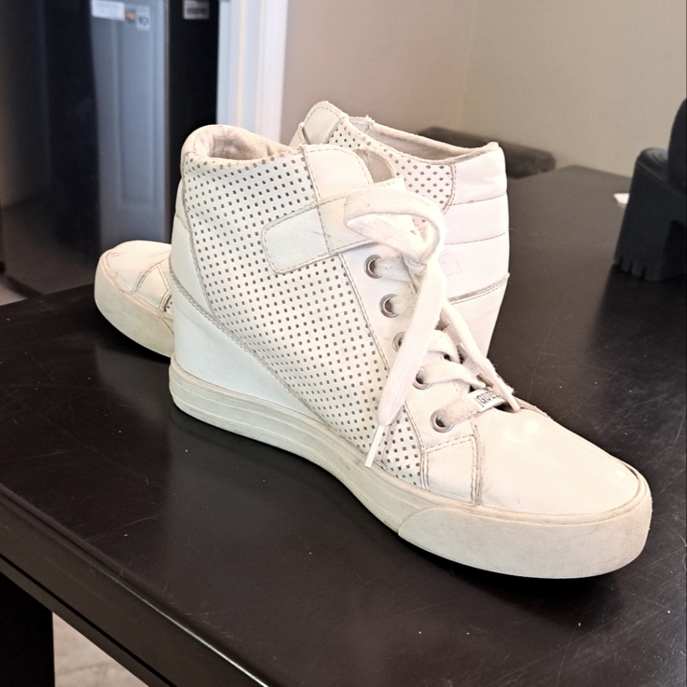 Guess White Wedge Sneakers